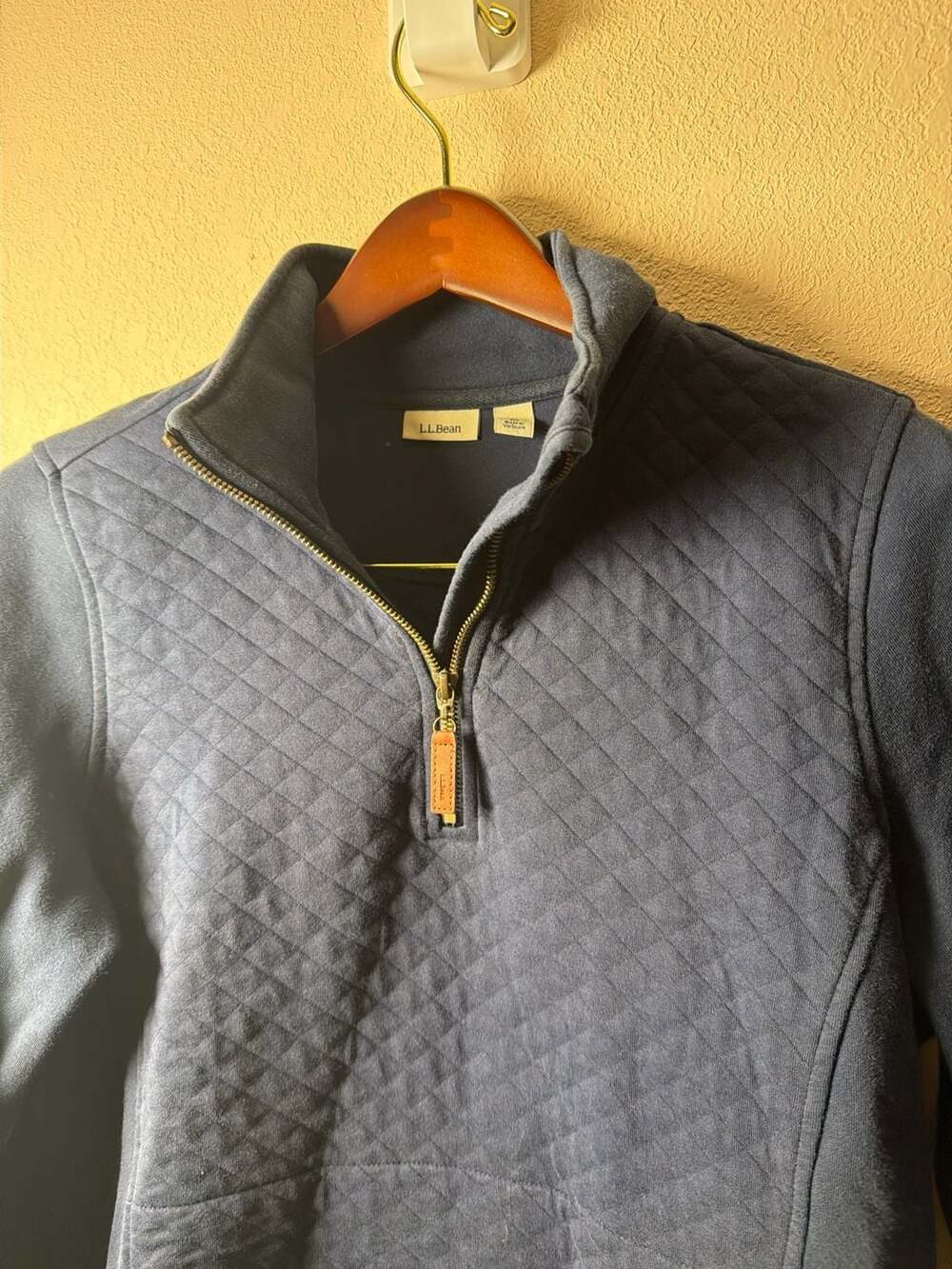 L.L.Bean Women's Quilted Quarter-Zip Pullover, Navy Blue medium